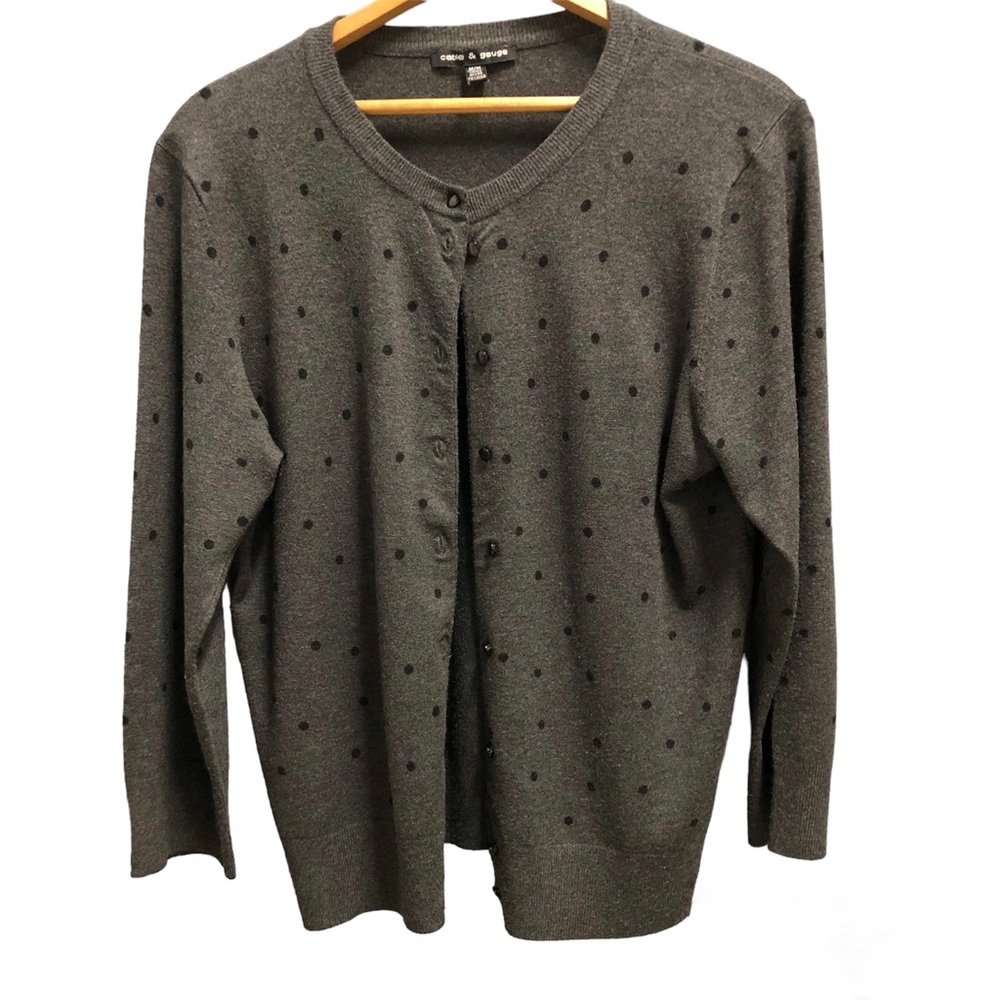 Ladies Charcoal Grey Knit Cardigan Sweater, Sz Med,